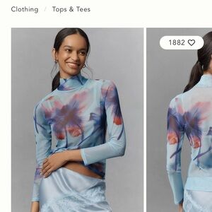 Anthropologie Blue Women's Mesh Top